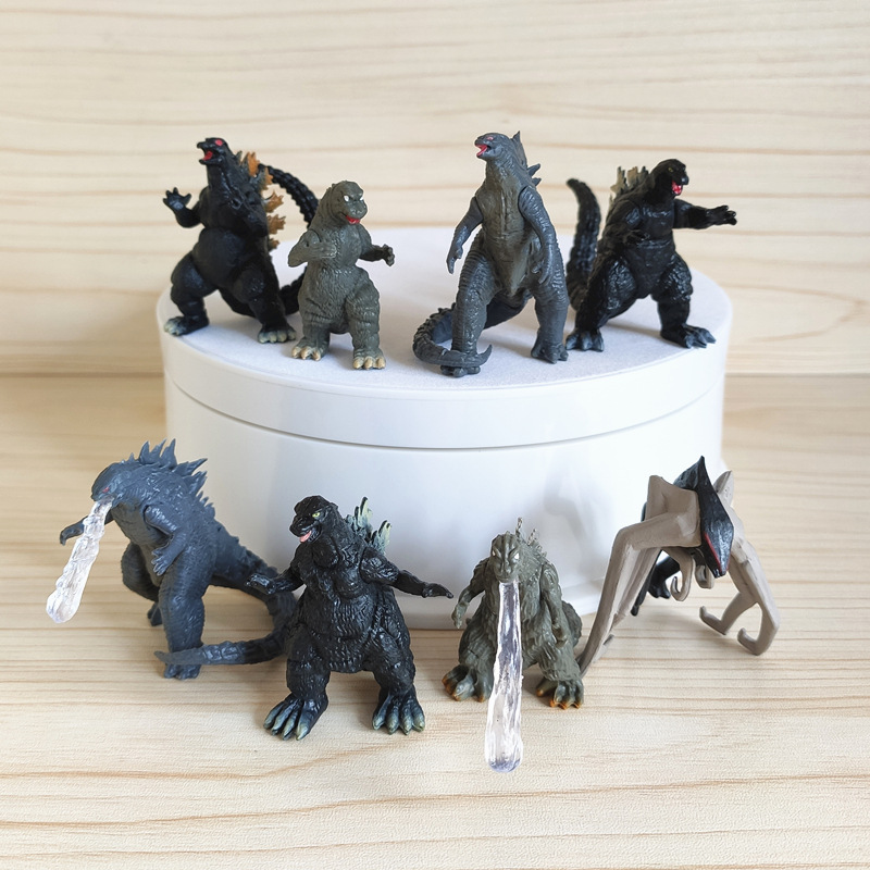 Model Kit Godzilla - 8 Stks/set Godzilla Koning Ghidorah Goud
